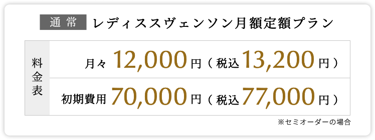 通常 レディススヴェンソン月額定額プラン